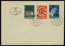 Kärnten 1950, kpl. Satz auf unbeschriftetem Ersttagsbrief in ...